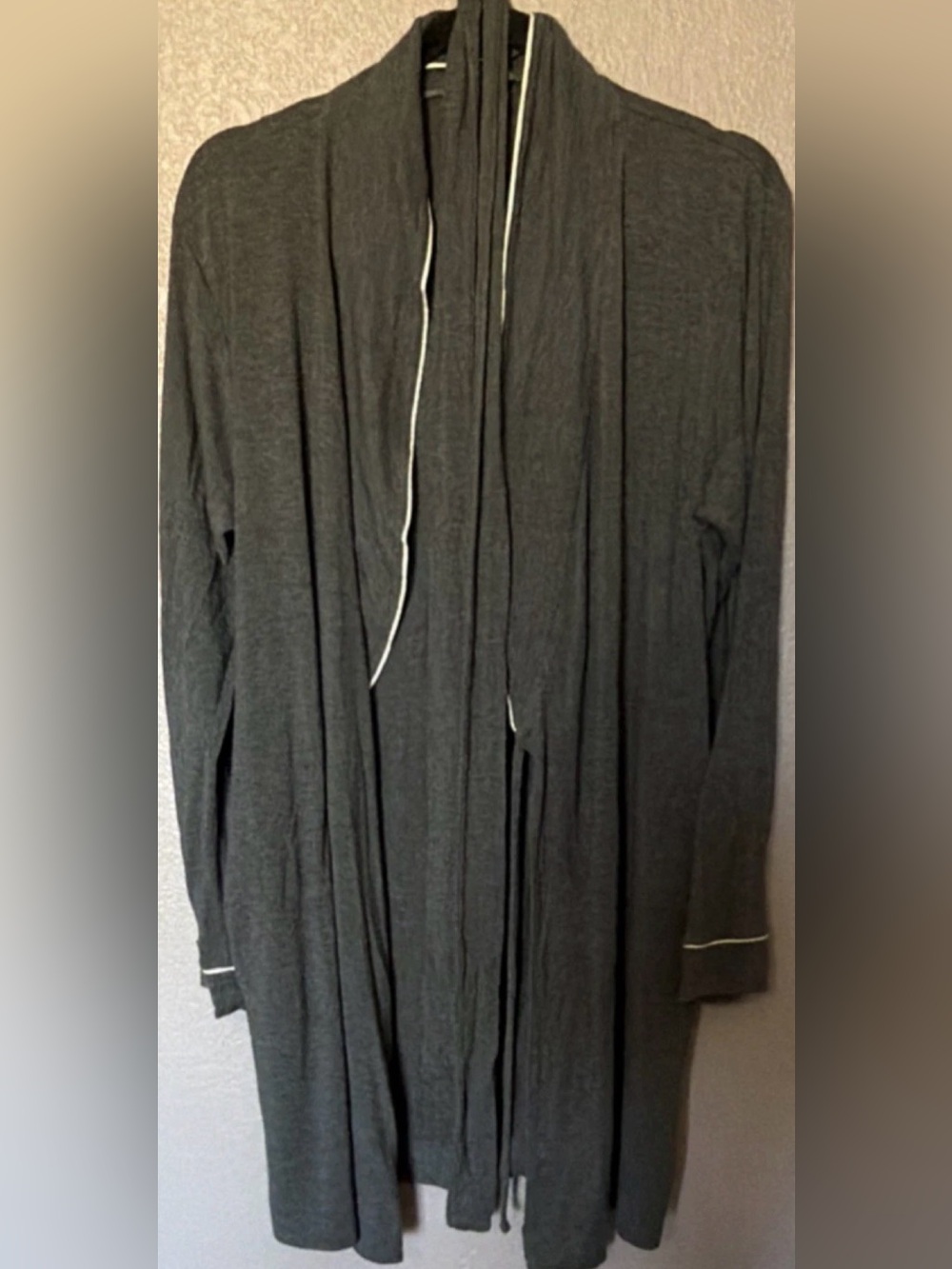 stars above Charcoal Gray Sleepwear Robe with White Trim